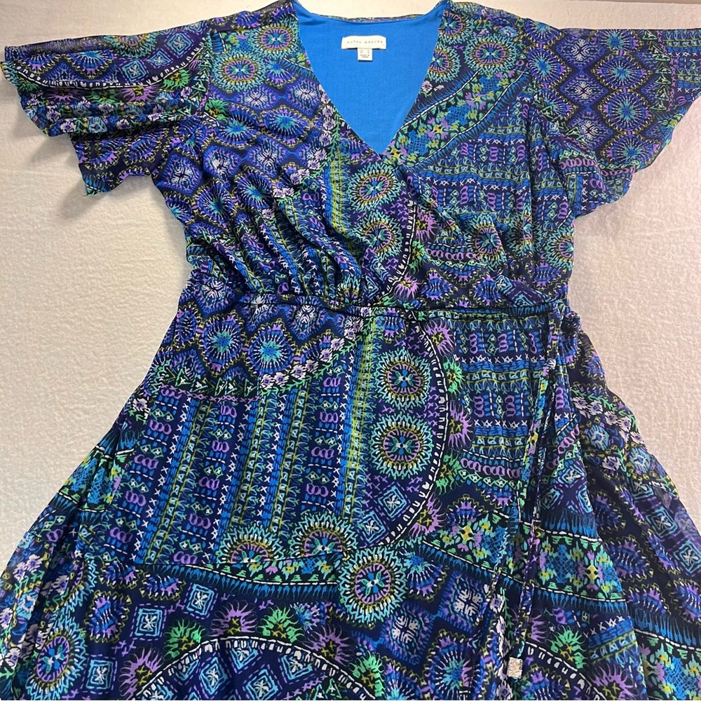 Susan Graver Blue and Green Patterned Maxi Dress